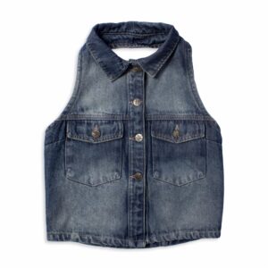 Blusa Jeans Cuello Halter Con Botones Espalda Cuadrada TREND & STYLE