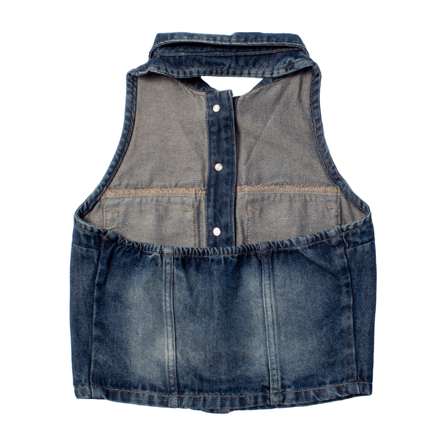 Blusa Jeans Cuello Halter Con Botones Espalda Cuadrada TREND & STYLE