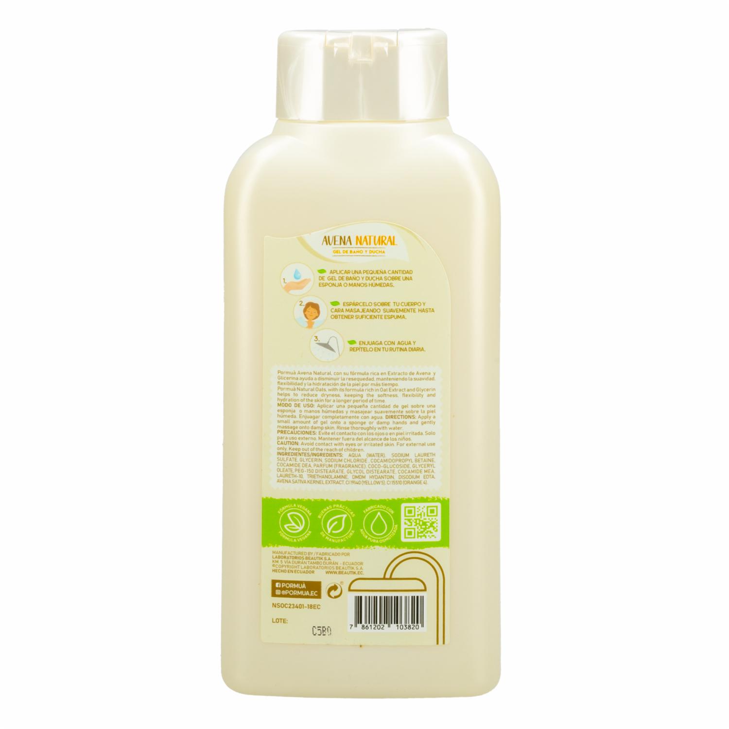 Gel De Baño , Avena Natural PORMUÀ 750 Ml