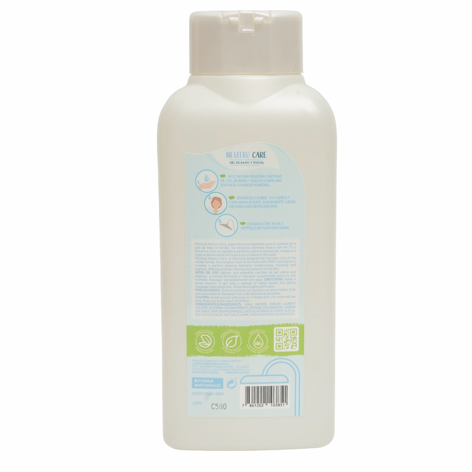 Gel De Ducha Neutro Care PORMUÀ 750 Ml - Imagen 4