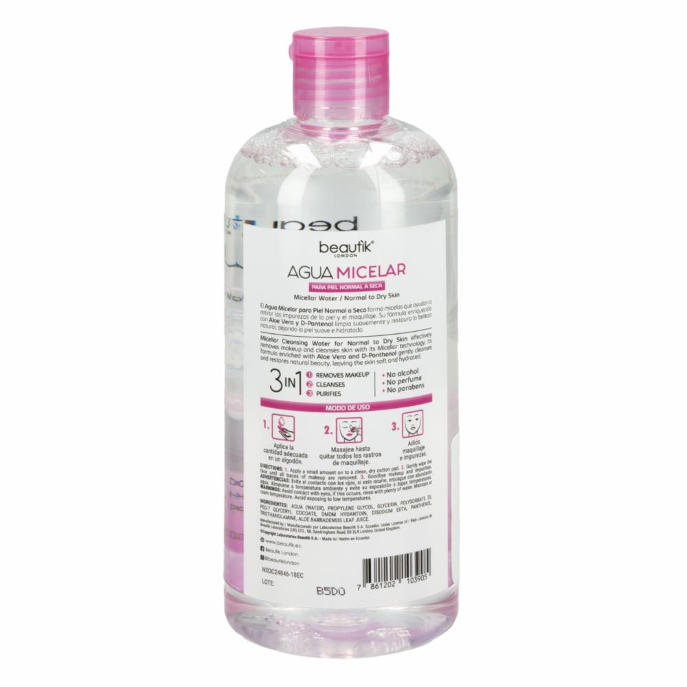 Agua Micelar Piel Normal BEAUTÌK LONDON 385 Ml - Imagen 2