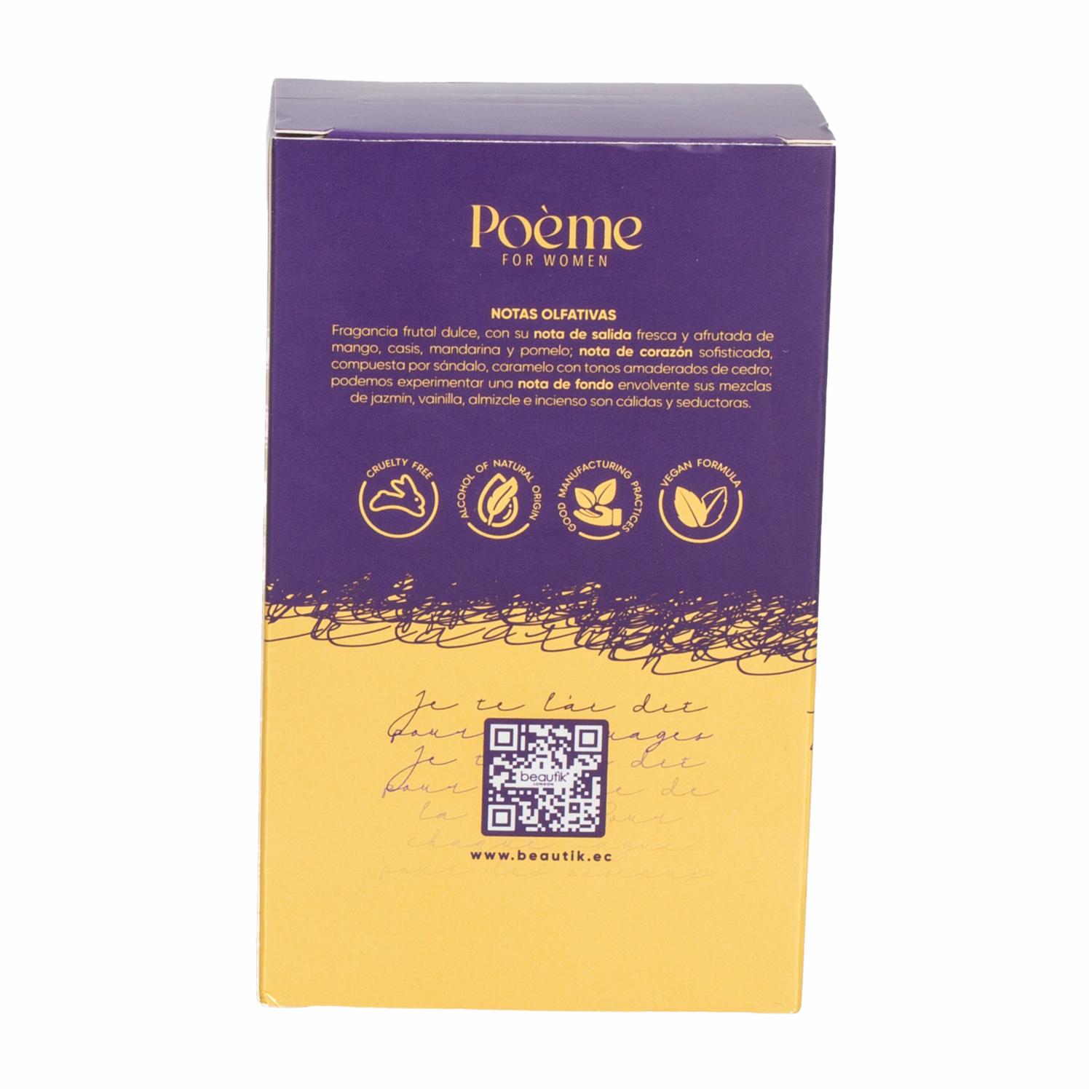 Fragancia Para Dama Poeme Women BEAUTÌK LONDON Edt 100 Ml - Imagen 2