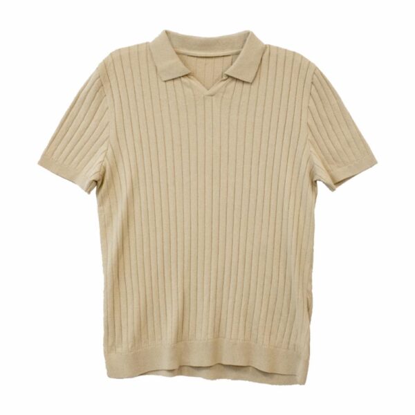Camiseta Polo Manga Corta Tejido Beige BLUE