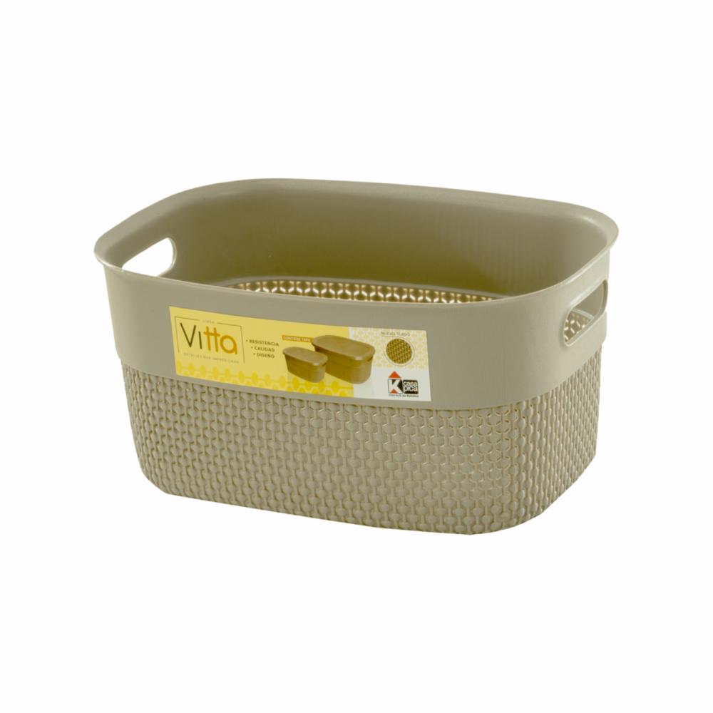 Canastilla Vitta Con Tapa Beige CASA PICA 12 L - Imagen 2