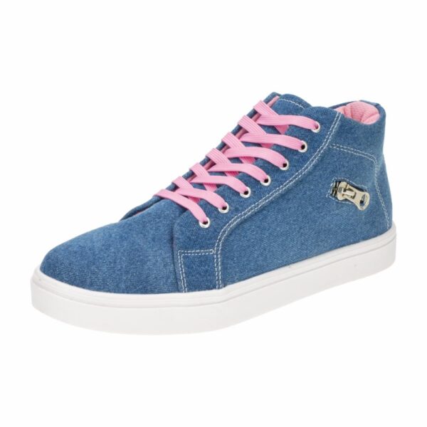 Zapato Casual Deportivo Tipo Botín Diseño Jean Con Cordones Rosados GOB SHOES - Imagen 5