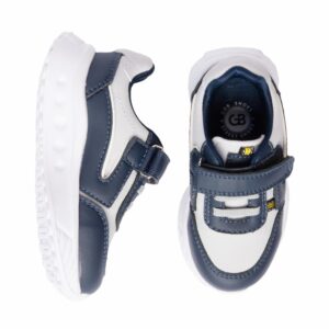 Zapato Casual Deportivo Blanco Con Azul Con Velcro GOB SHOES