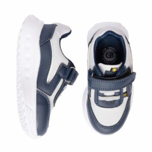 Zapato Casual Deportivo Blanco Con Azul Con Velcro GOB