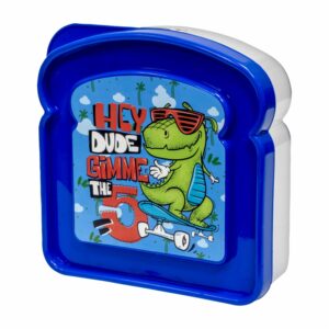 Recipiente Sanduchero Dino Azul CASA PICA 13 X 13 Cm