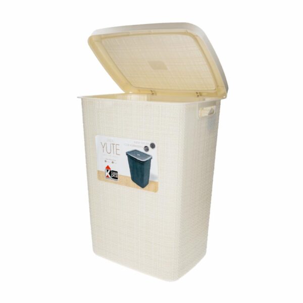 Cesto De Yute Para Ropa Con Tapa Beige Claro CASA PICA 55X43.5 Cm - Imagen 3