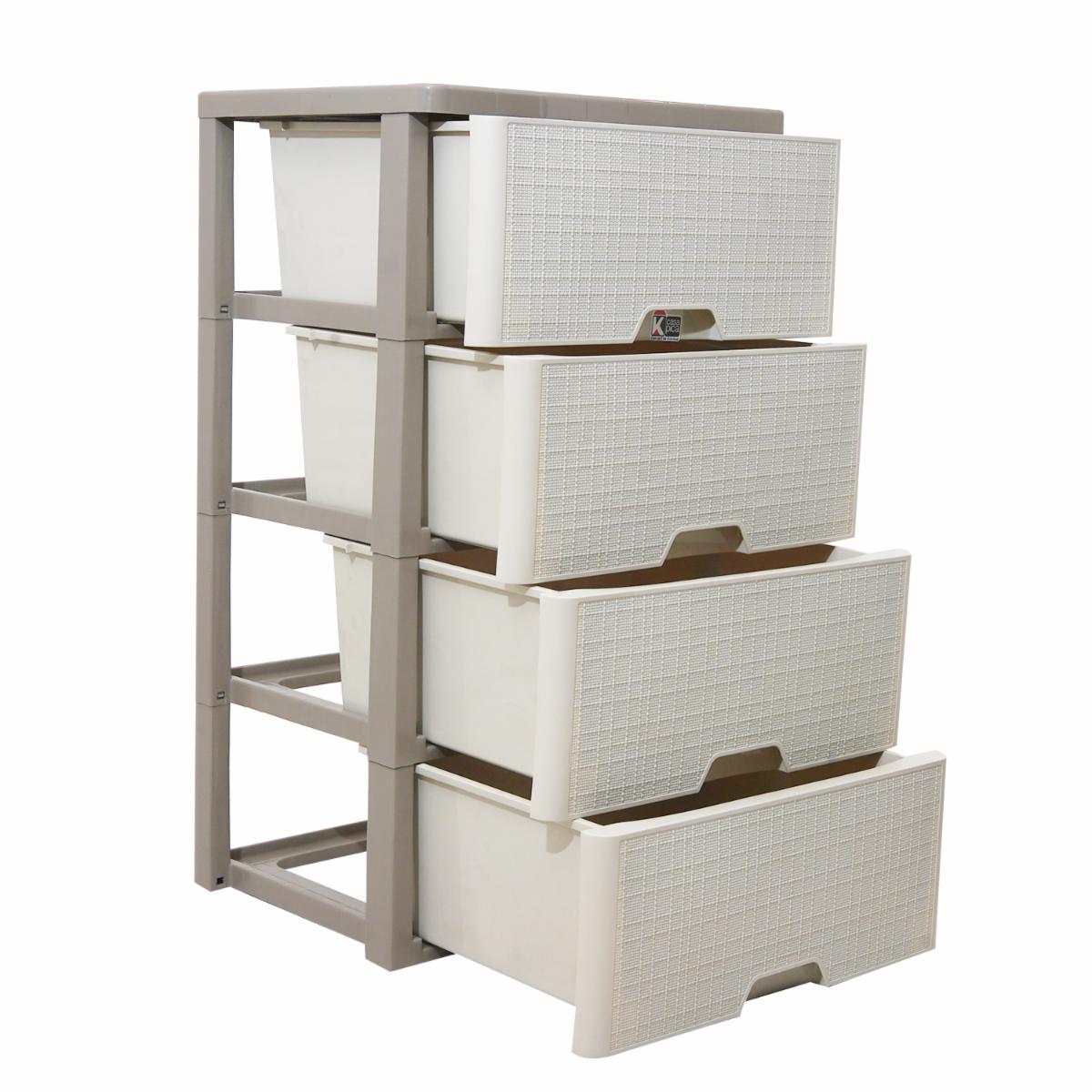 Cajonera Crema Con Beige CASA PICA 4 Pisos