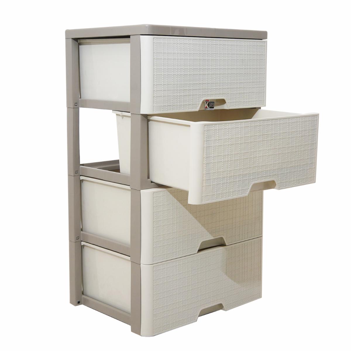 Cajonera Crema Con Beige CASA PICA 4 Pisos
