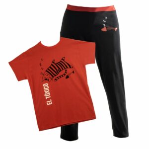 Pijama Para Caballero Camiseta Manga Corta Con Pantalón Negro Con Rojo Pequeña GYM
