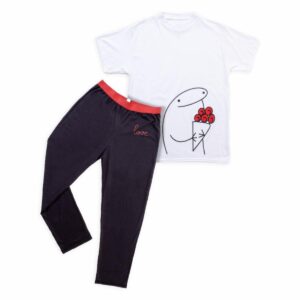 Pijama San Valentín Blanco Con Negro GYM