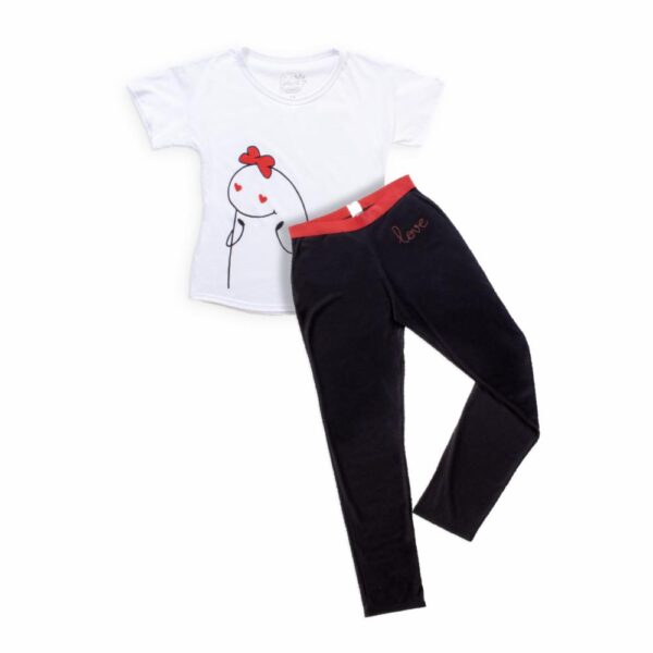 Pijama San Valentín Blanco Con Negro BAMBOLOO - Imagen 6