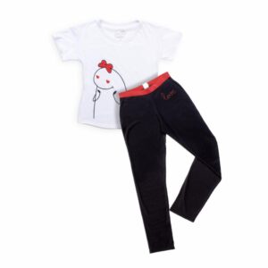 Pijama San Valentín Blanco Con Negro BAMBOLOO