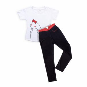 Pijama San Valentín Blanco Con Negro BAMBOLOO