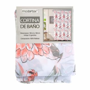 Cortina De Baño Diseño Flor Roja MODERTEX 180 X 180 Cm
