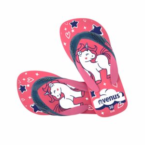 Zapatilla De Niña Con Tiras Diseño Unicornio Algodón De Azúcar Rosado Con Azul VENUS