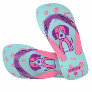Zapatilla De Niña Con Tiras Diseño Perro Cometa Violeta Con Celeste VENUS