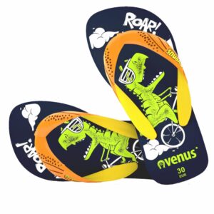 Zapatilla De Niño Con Tiras Diseño Roar Azul Con Anaranjado VENUS