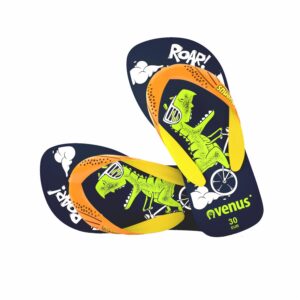 Zapatilla De Niño Con Tiras Diseño Roar Azul Con Anaranjado VENUS