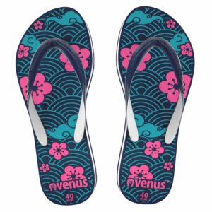 Zapatilla De Dama Con Tiras Diseño Geranio Azul Con Rosado VENUS