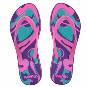 Zapatilla De Dama Con Tiras Diseño Serpentina Fucsia Con Violeta VENUS