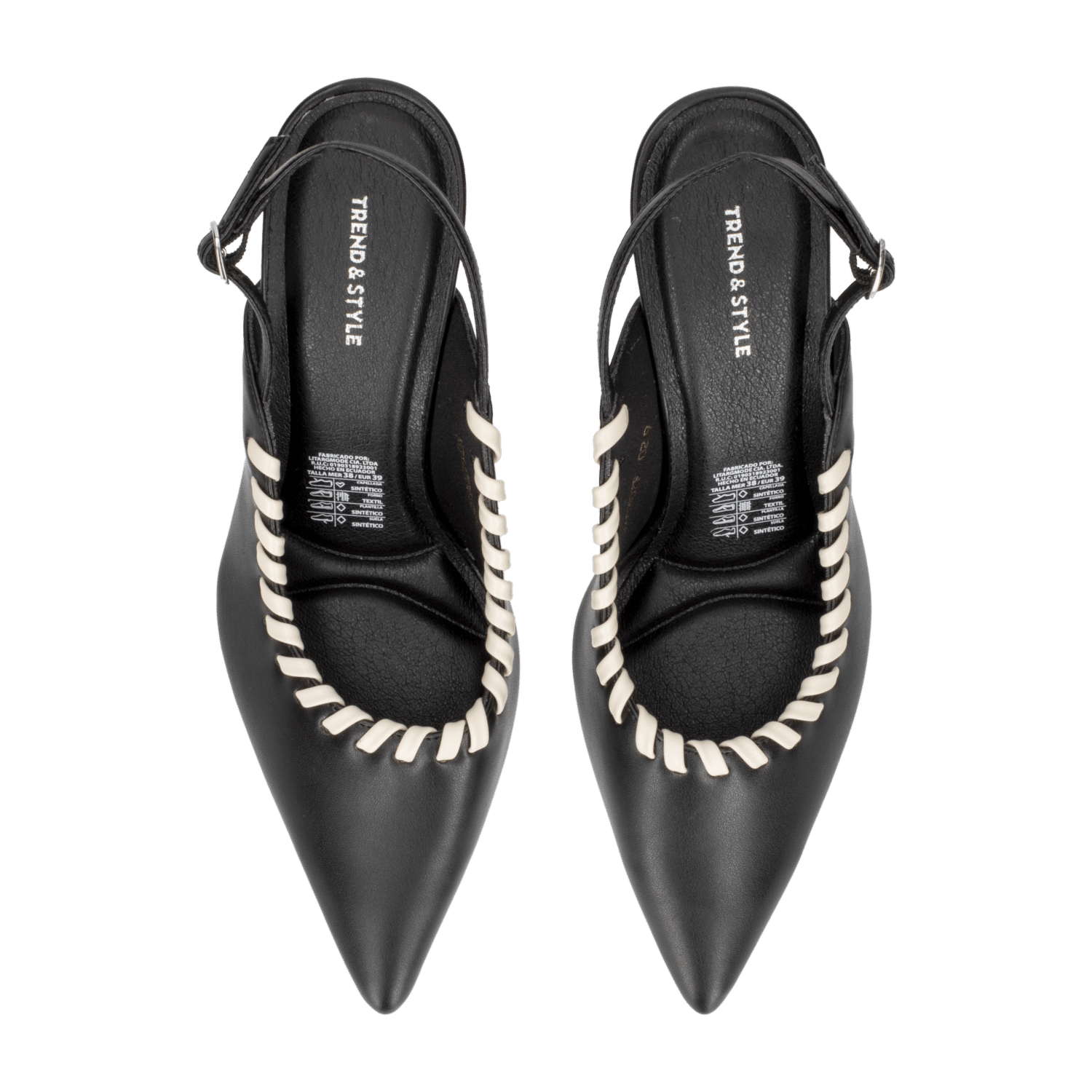 Zapatos De Tacón Con Correa Al Talón Negra TREND & STYLE