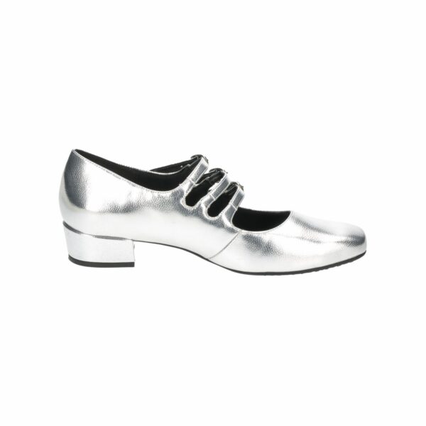 Zapato De Tacón Bajo Con 3 Correas Plateado TREND & STYLE - Imagen 4