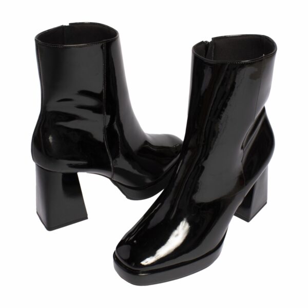 Zapatos Taco Ancho Punta Cuadrada Bota Media TREND & STYLE