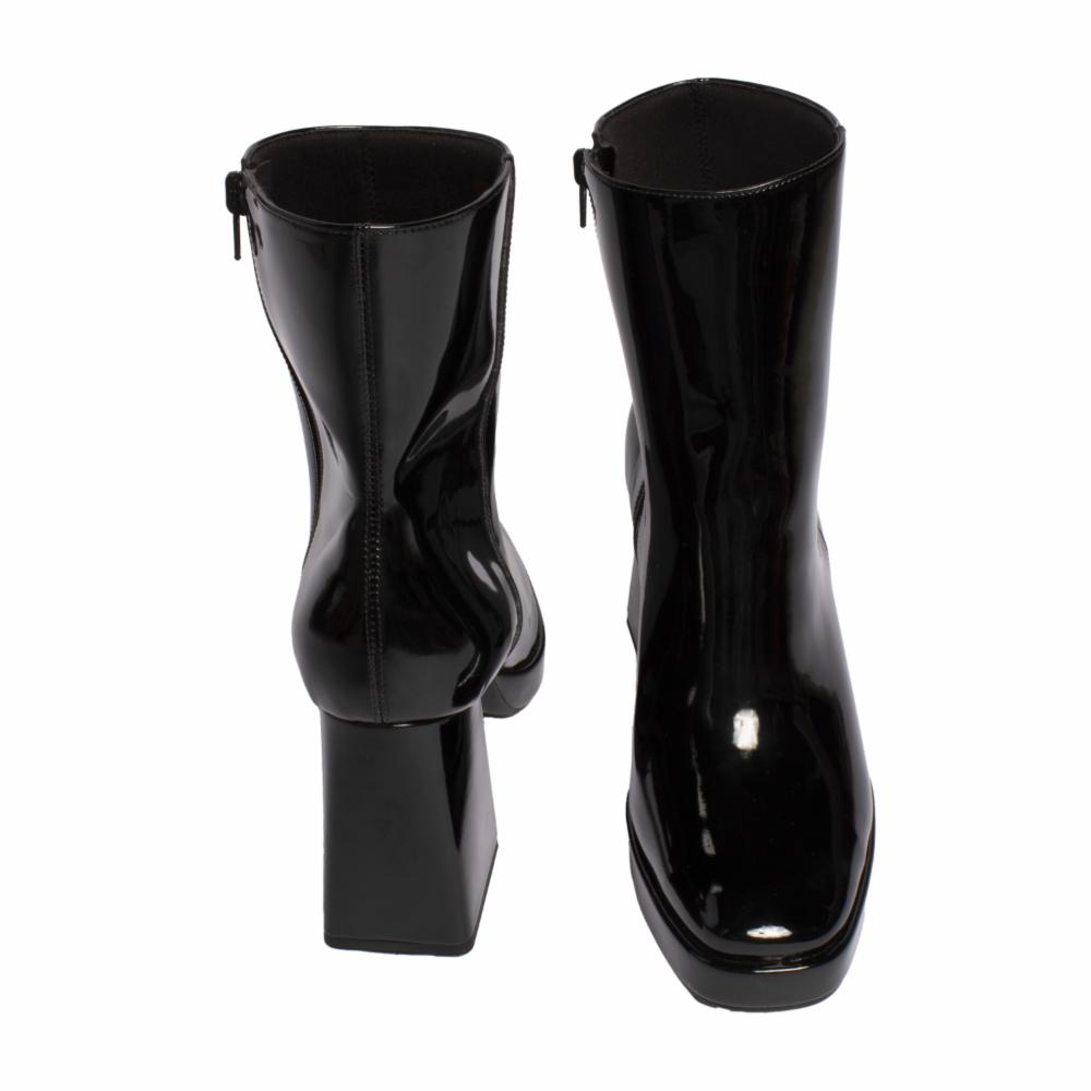 Zapatos Taco Ancho Punta Cuadrada Bota Media TREND & STYLE - Imagen 3