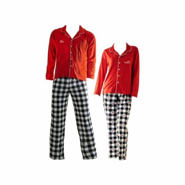 Pijama Abierta Para Caballero Manga Corta Tono Rojo Combinado Grande GRECO - Imagen 2
