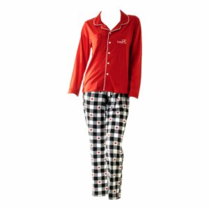 Pijama Abierta Para Dama Manga Corta Tono Rojo Combinado Extra Grande GRECO