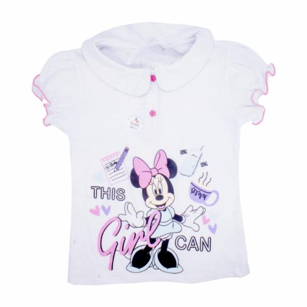 Camiseta Manga Corta Con Botón Minnie Mouse Blanco DISNEY - Imagen 3