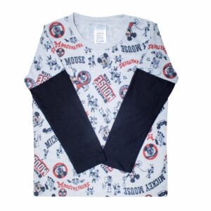 Camiseta Manga Larga Mickey Mouse Gris Combinado DISNEY