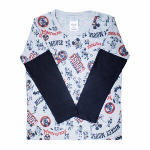 Camiseta Manga Larga Mickey Mouse Gris Combinado DISNEY