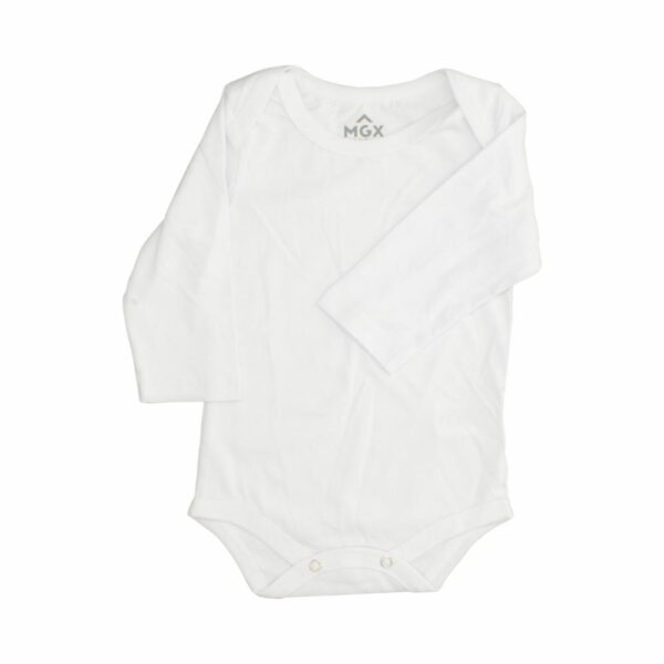 Body Bebé Unisex Manga Larga Organic Blanco MGX BABY - Imagen 2