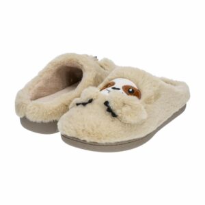 Pantuflas Para Dama Afelpadas Diseño Perezoso Beige CM ORIGINAL