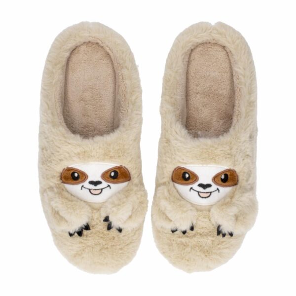 Pantuflas Para Dama Afelpadas Diseño Perezoso Beige CM ORIGINAL - Imagen 2