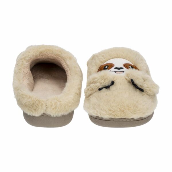 Pantuflas Para Dama Afelpadas Diseño Perezoso Beige CM ORIGINAL - Imagen 3