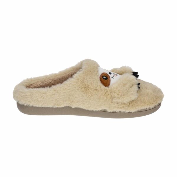 Pantuflas Para Dama Afelpadas Diseño Perezoso Beige CM ORIGINAL - Imagen 4