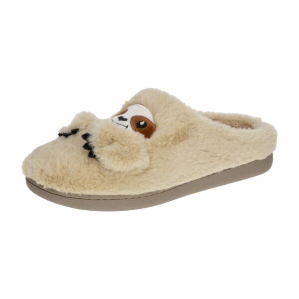 Pantuflas Para Dama Afelpadas Diseño Perezoso Beige CM ORIGINAL - Imagen 5