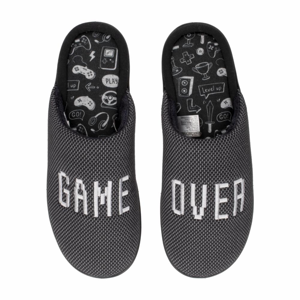 Pantuflas Para Caballero Diseño Game Over Negra CM ORIGINAL - Imagen 2