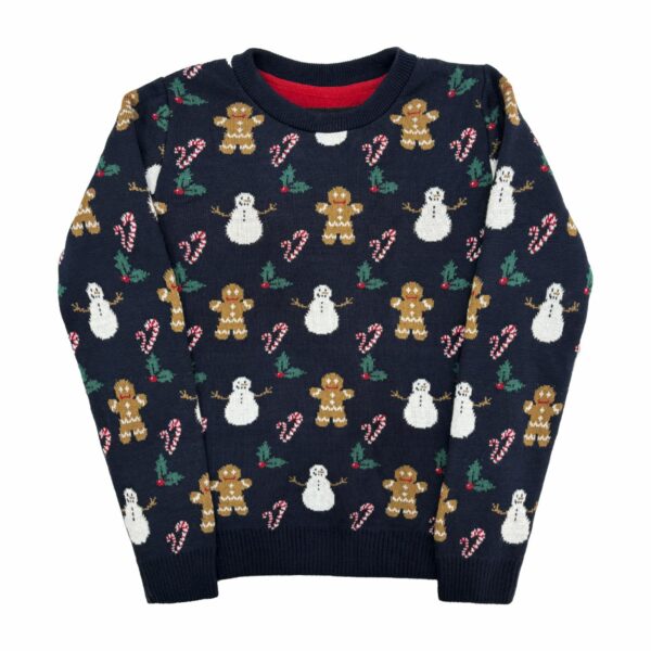 Sweater Navideño Cuello Redondo Azul Combinado KANELLA