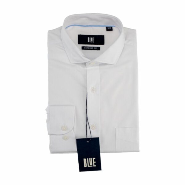 Camisa De Caballero Manga Larga Confort Blanca BLUE