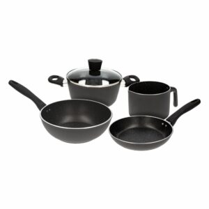 Set De Sartenes Y Ollas De Inducción Color Negro SUPERMAXI 6 Piezas