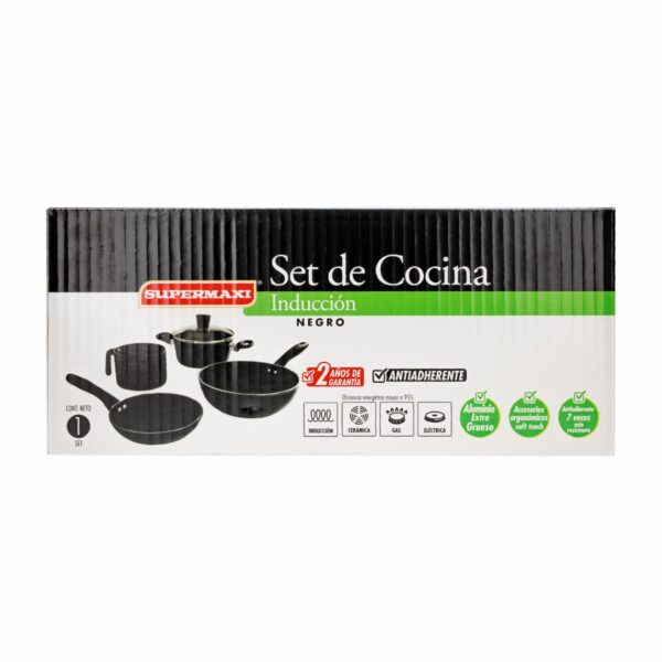 Set De Sartenes Y Ollas De Inducción Color Negro SUPERMAXI 6 Piezas - Imagen 6
