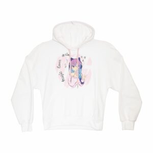 Hoddie De Niña Con Capucha Color Blanco Diseño Anime GRECO