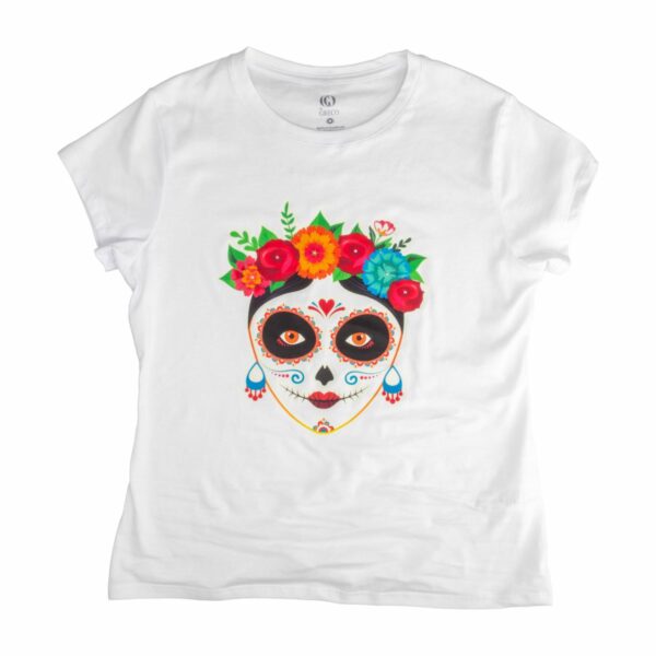 Camiseta Cuello Redondo Halloween Auto Luz CATRINA - Imagen 3