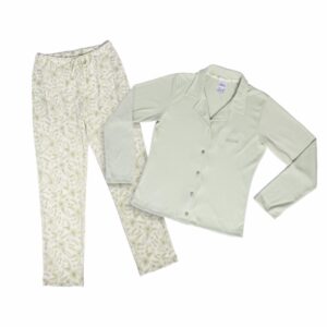 Pijama 2 Piezas Blusa Manga Larga Y Pantalón Con Cintura Elástica COTTON & SILK